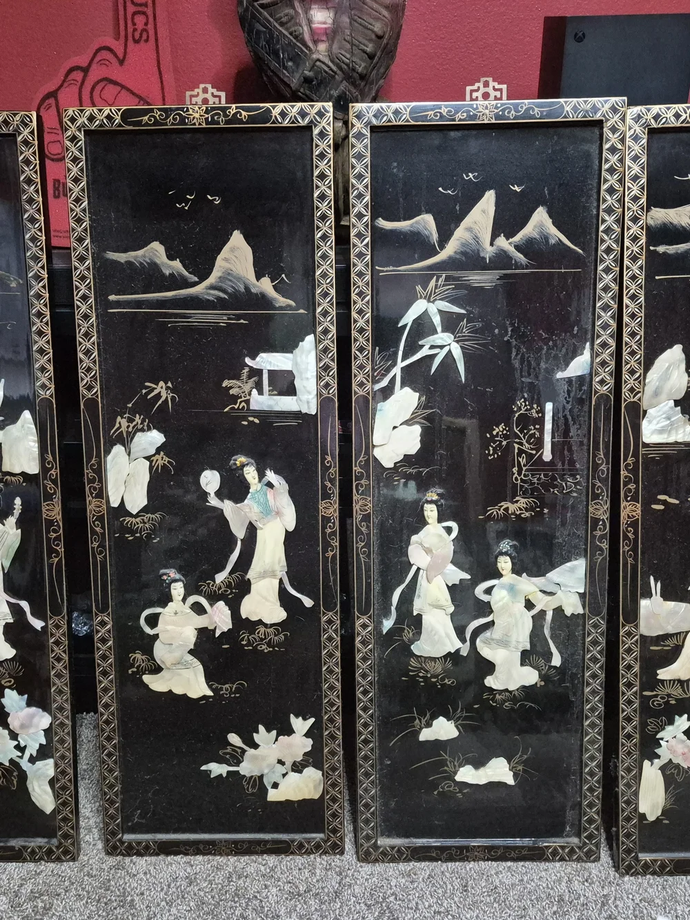 Black Mother-of-Pearl Asian Wall Panels - Decorative Home Wall Decor